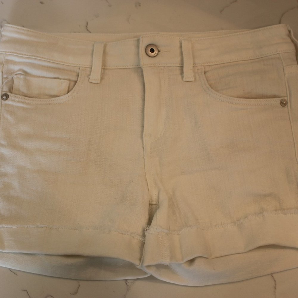 Pilcro and the Letterpress Mid-Rise Slim White Shorts